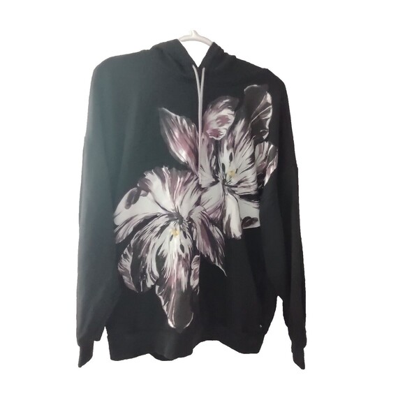 SCOTCH & SODA Hooded Sweatshirt Hoodie Black Floral Graphic Size Medium - Picture 1 of 11